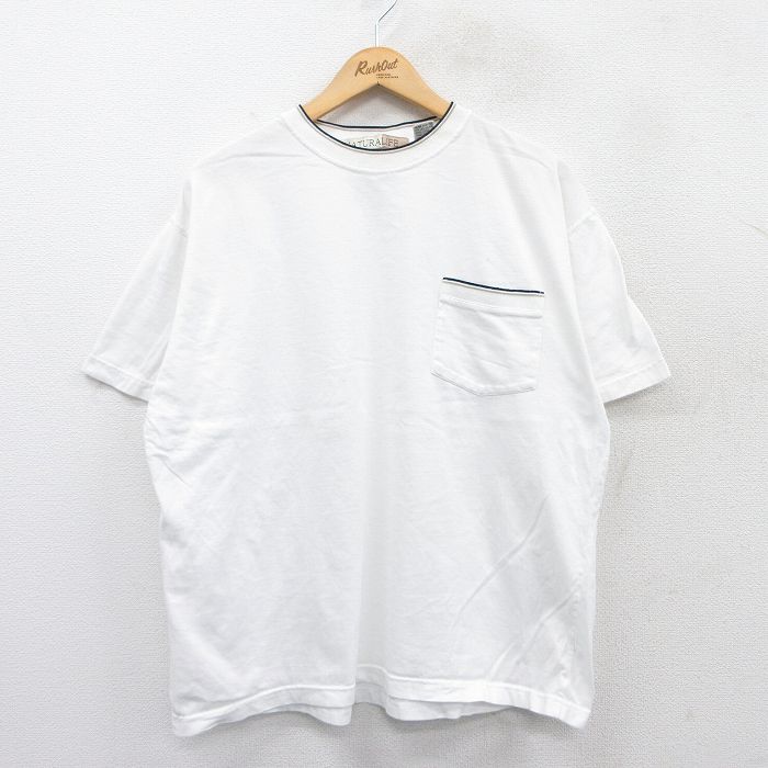 XL★古着 半袖 ビンテージ Tシャツ メンズ 00年代 00s 無地 胸ポケット付き 大きいサイズ コットン クルーネック 白 ホワイト 25apr15 中古