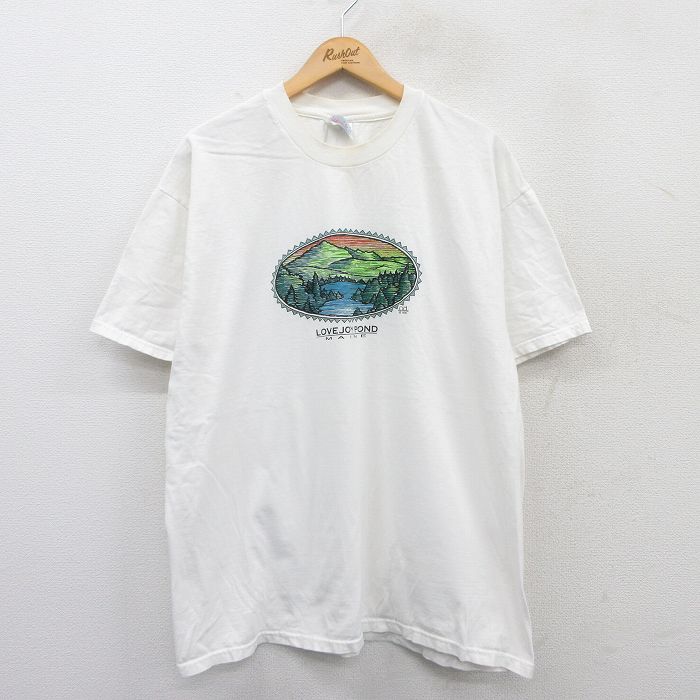 ヘインズ 90s 半袖Tシャツ LOVEJOY POND ホワイト XL | 古着
