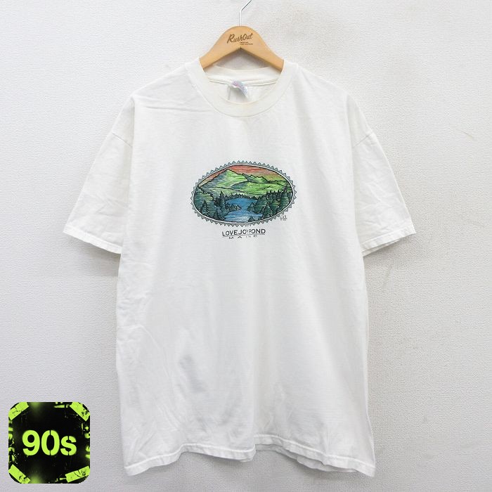 ヘインズ 90s 半袖Tシャツ LOVEJOY POND ホワイト XL | 古着