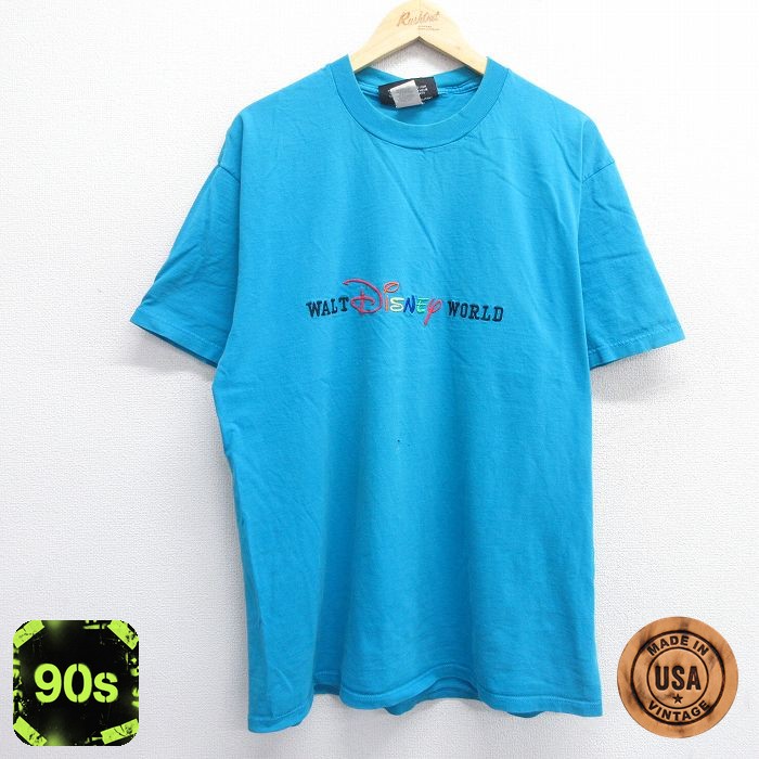 90s 半袖Tシャツ ディズニーワールド ライトブルー XL | 古着