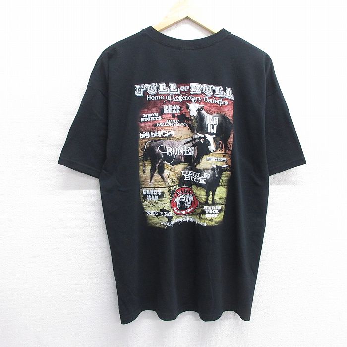 XL★古着 半袖 ビンテージ Tシャツ メンズ 00年代 00s ウシ TEAGUE 大きいサイズ クルーネック 黒 ブラック 25apr15 中古