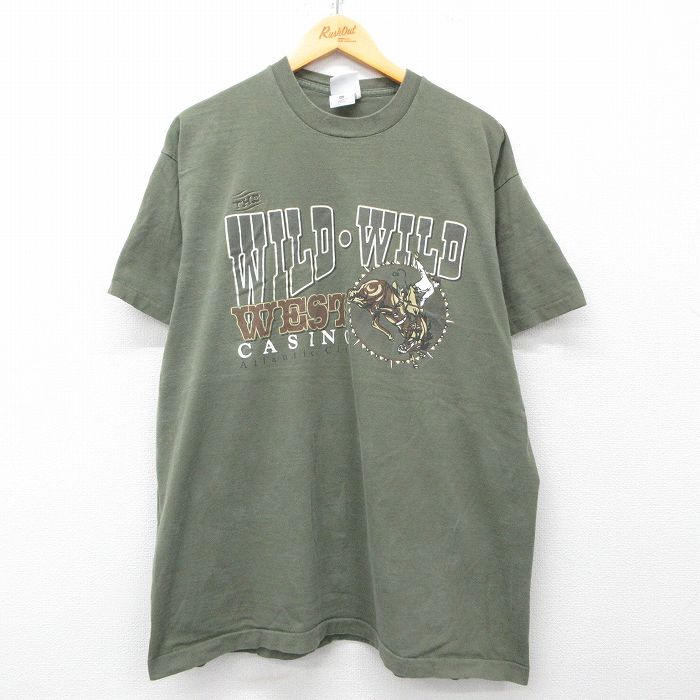 90s 半袖Tシャツ WILD カジノ カウボーイ グリーン XL | 古着