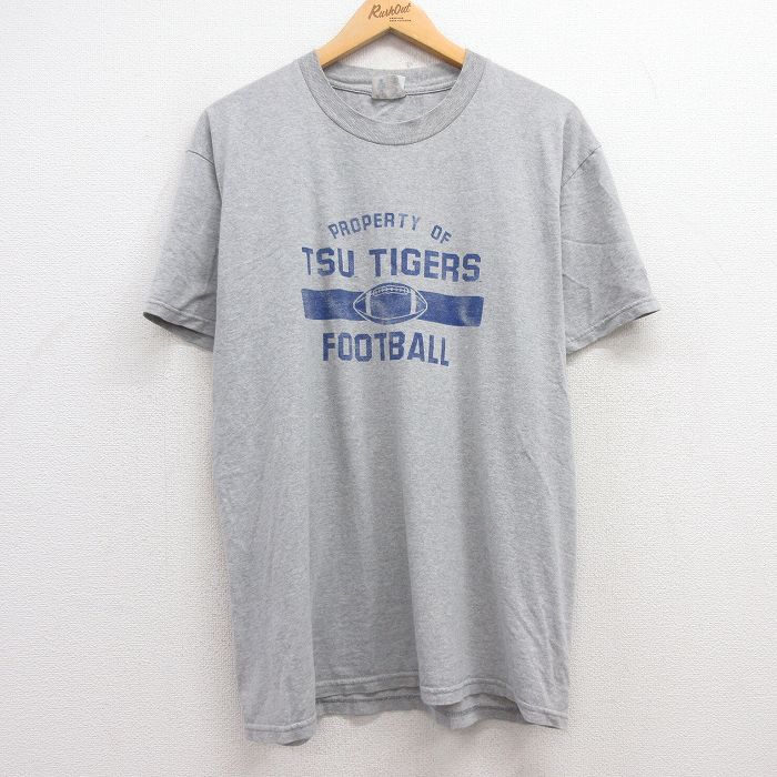L★古着 チャンピオン champion 半袖 ビンテージ Tシャツ メンズ 00年代 00s フットボール コットン クルーネック グレー 霜降り 25apr16 中古