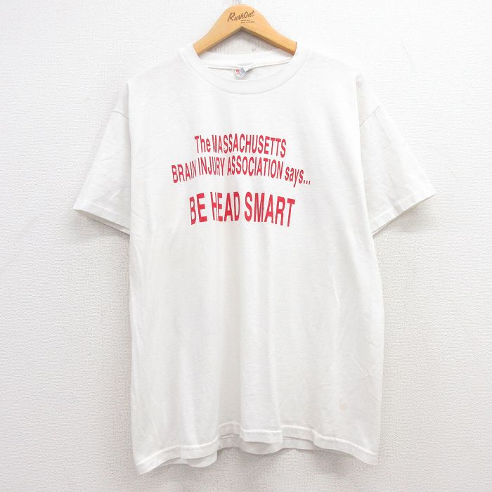 XL★古着 ヘインズ Hanes 半袖 ビンテージ Tシャツ メンズ 00年代 00s マサチューセッツ SMART コットン クルーネック 白 ホワイト 25apr16 中古