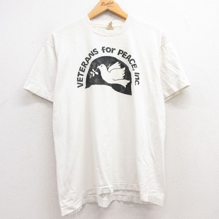 L★古着 フルーツオブザルーム 半袖 ビンテージ Tシャツ メンズ 80年代 80s 鳥 コットン クルーネック USA製 白 ホワイト 25apr16 中古