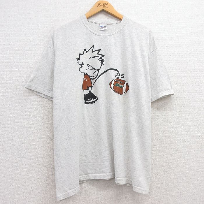 XL★古着 半袖 ビンテージ Tシャツ メンズ 00年代 00s NFL ニューヨークジェッツ 大きいサイズ クルーネック 薄グレー 霜降り アメフト スーパーボウル 25apr16 中古