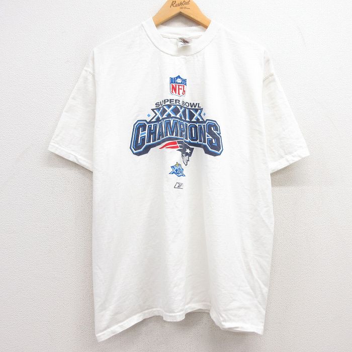 XL★古着 フルーツオブザルーム 半袖 ビンテージ Tシャツ メンズ 00年代 00s NFL ニューイングランドペイトリオッツ 大きいサイズ コットン クルーネック 白 ホワイト アメフト スーパーボウル 25apr16 中古