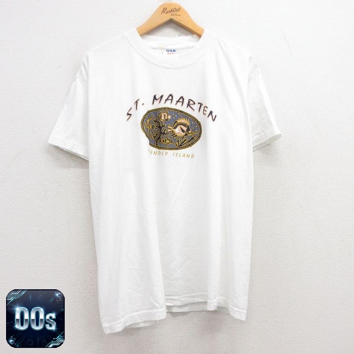00s 半袖Tシャツ 魚 ホワイト XL | 古着