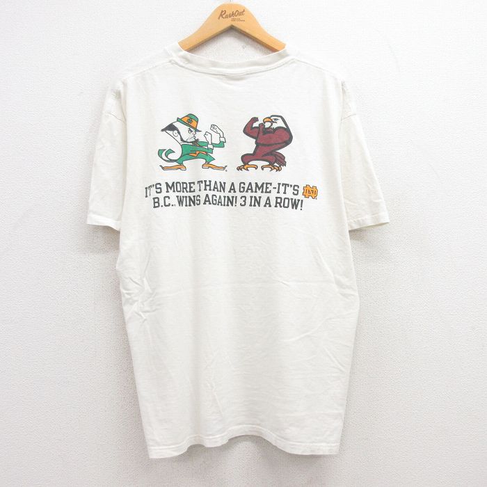 XL★古着 チャンピオン champion 半袖 ビンテージ Tシャツ メンズ 00年代 00s ノートルダムアイリッシュ コットン クルーネック 白 ホワイト 25apr16 中古
