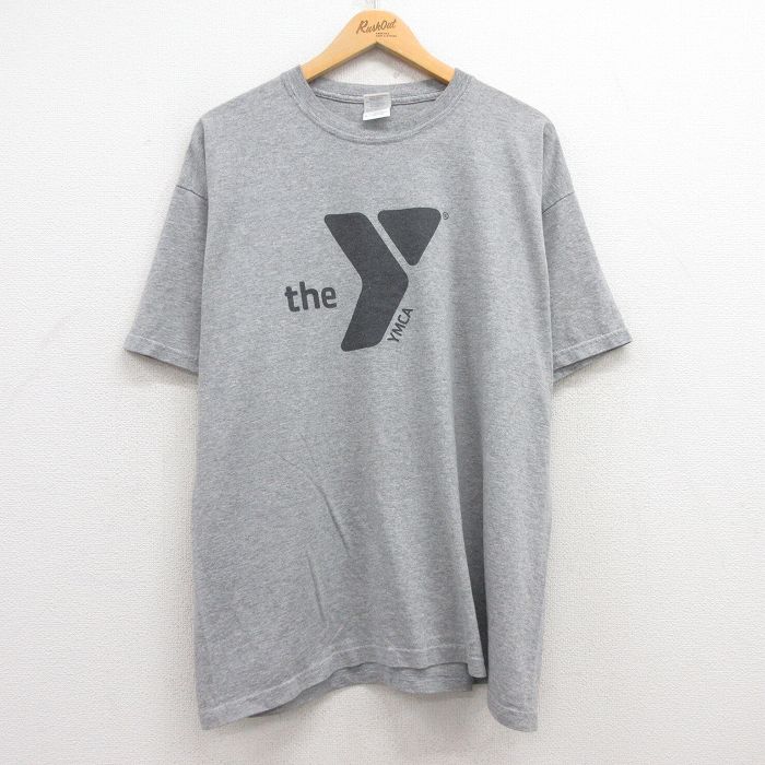 【50%OFF】XL★古着 半袖 ビンテージ Tシャツ メンズ 00年代 00s YMLA サッカー 大きいサイズ クルーネック グレー 霜降り 25apr16 中古