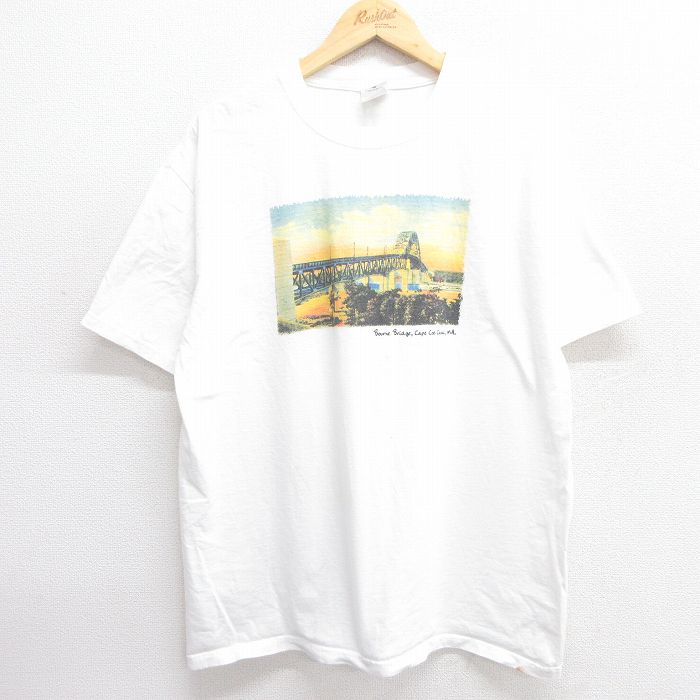 XL★古着 半袖 ビンテージ Tシャツ メンズ 00年代 00s ボーン橋 ケープコッド コットン クルーネック 白 ホワイト 25apr16 中古