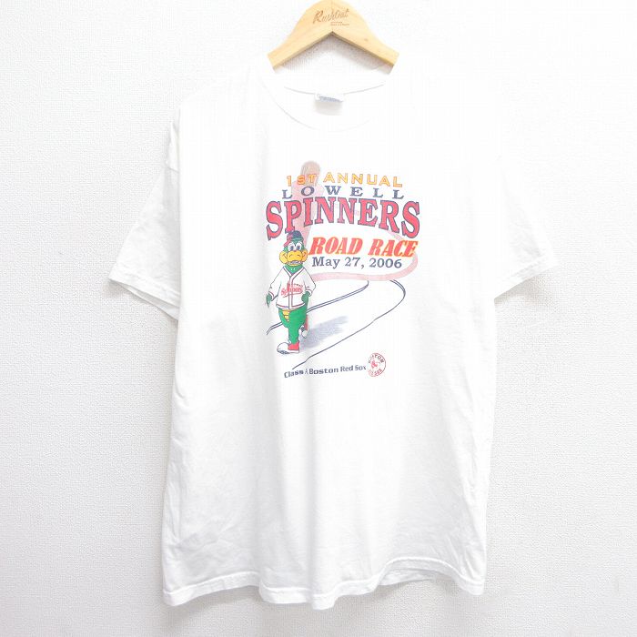 【50%OFF】XL★古着 ヘインズ Hanes 半袖 ビンテージ Tシャツ メンズ 00年代 00s ローウェルスピナーズ 企業広告 コットン クルーネック 白 ホワイト 25apr16 中古