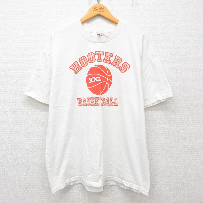 XL★古着 ヘインズ Hanes 半袖 ビンテージ Tシャツ メンズ 00年代 00s フーターズ バスケットボール 大きいサイズ コットン クルーネック 白 ホワイト 25apr16 中古