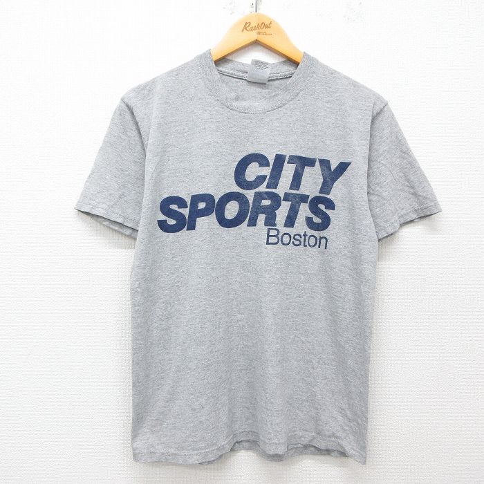 M★古着 半袖 ビンテージ Tシャツ メンズ 90年代 90s CITY SPORTS コットン クルーネック USA製 グレー 霜降り 25apr16 中古