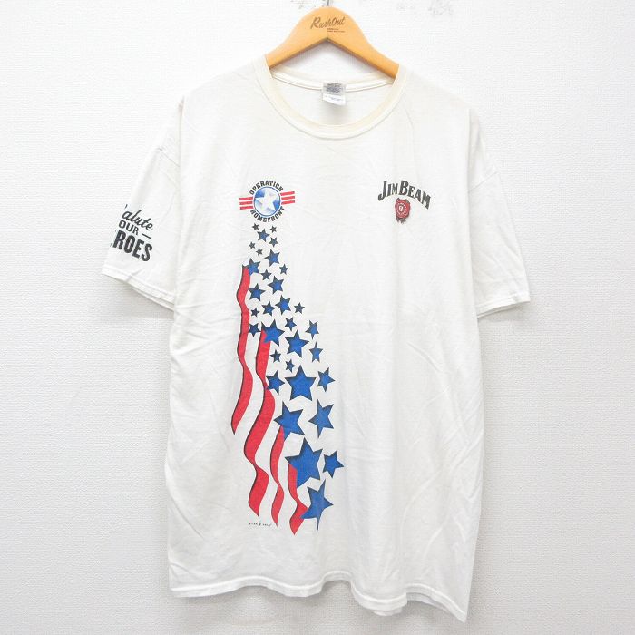【20%OFF】XL★古着 半袖 ビンテージ Tシャツ メンズ 00年代 00s ジムビーム ウィスキー 酒 大きいサイズ コットン クルーネック 白 ホワイト 25apr16 中古