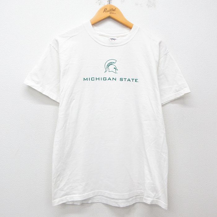 L★古着 半袖 ビンテージ Tシャツ メンズ 00年代 00s ミシガン コットン クルーネック 白 ホワイト 25apr16 中古