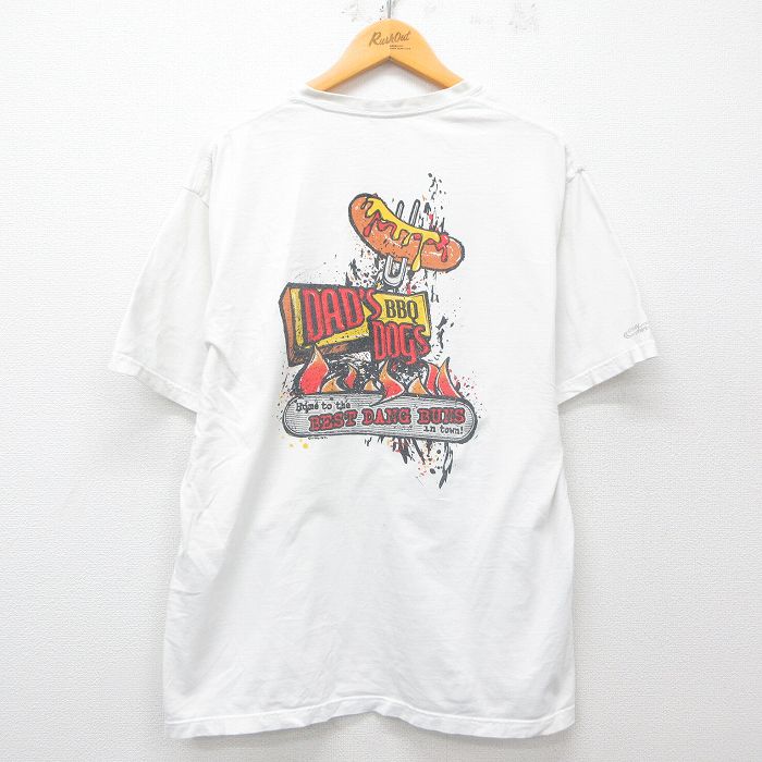XL★古着 Crazy Shirts 半袖 ビンテージ Tシャツ メンズ 00年代 00s ホットドッグ コットン クルーネック 白 ホワイト 25apr16 中古