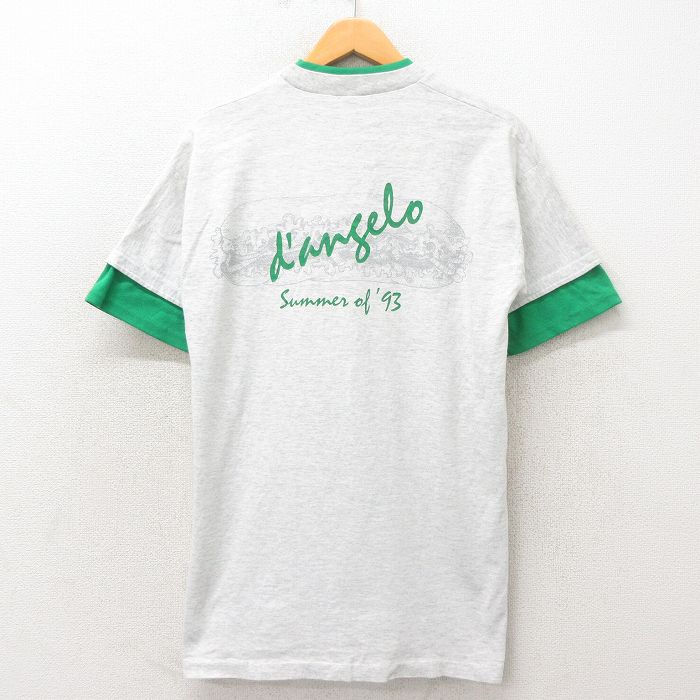 【50%OFF】L★古着 半袖 ビンテージ Tシャツ メンズ 90年代 90s ホットドッグ クルーネック グレー 霜降り 25apr23 中古