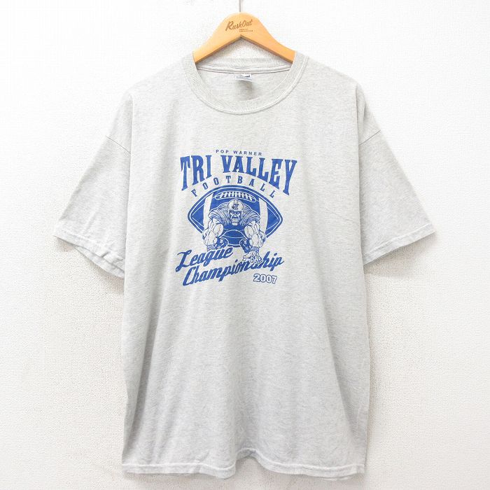 XL★古着 ジャージーズ 半袖 ビンテージ Tシャツ メンズ 00年代 00s フットボール 大きいサイズ クルーネック グレー 霜降り 25apr23 中古