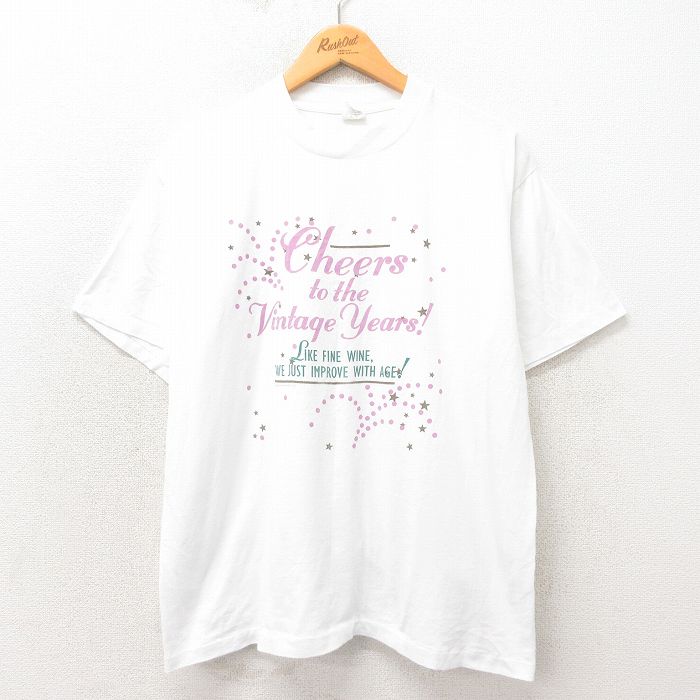 【50%OFF】L★古着 半袖 ビンテージ Tシャツ メンズ 90年代 90s Cheers クルーネック USA製 白 ホワイト 25apr23 中古