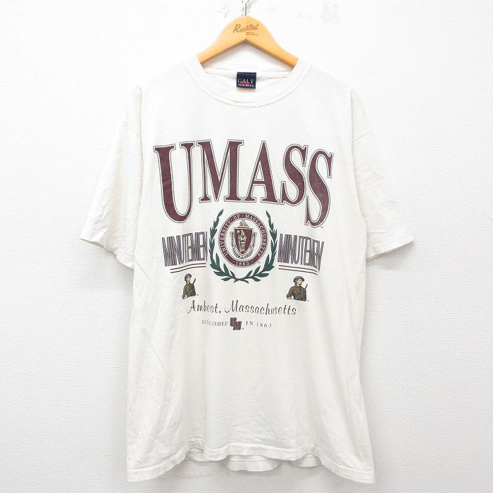 XL★古着 半袖 ビンテージ Tシャツ メンズ 00年代 00s UMASS クルーネック 白 ホワイト 25apr23 中古