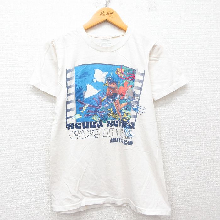 M★古着 半袖 ビンテージ Tシャツ メンズ 90年代 90s スキューバダイビング 白 ホワイト 25apr23 中古