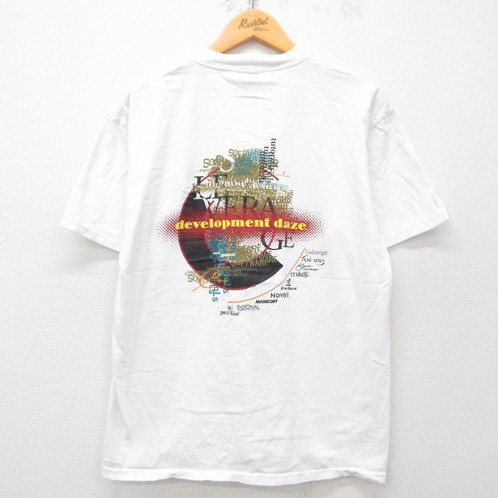L★古着 オニータ ONEITA 半袖 ビンテージ Tシャツ メンズ 90年代 90s ソフトウェア コットン クルーネック 白 ホワイト 【spe】 25apr23 中古