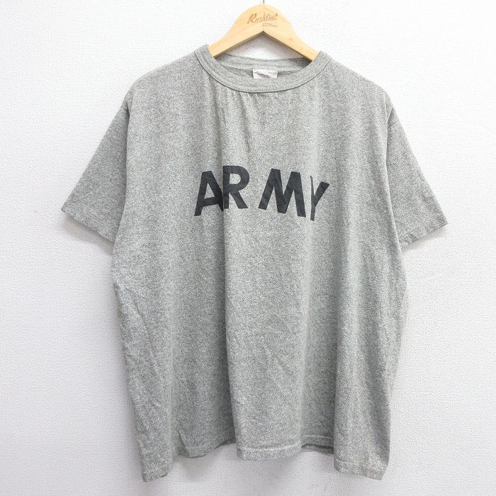 XL★古着 半袖 ビンテージ Tシャツ メンズ 90年代 90s ミリタリー アーミー ARMY リフレクター 大きいサイズ クルーネック USA製 グレー系 霜降り 25apr23 中古