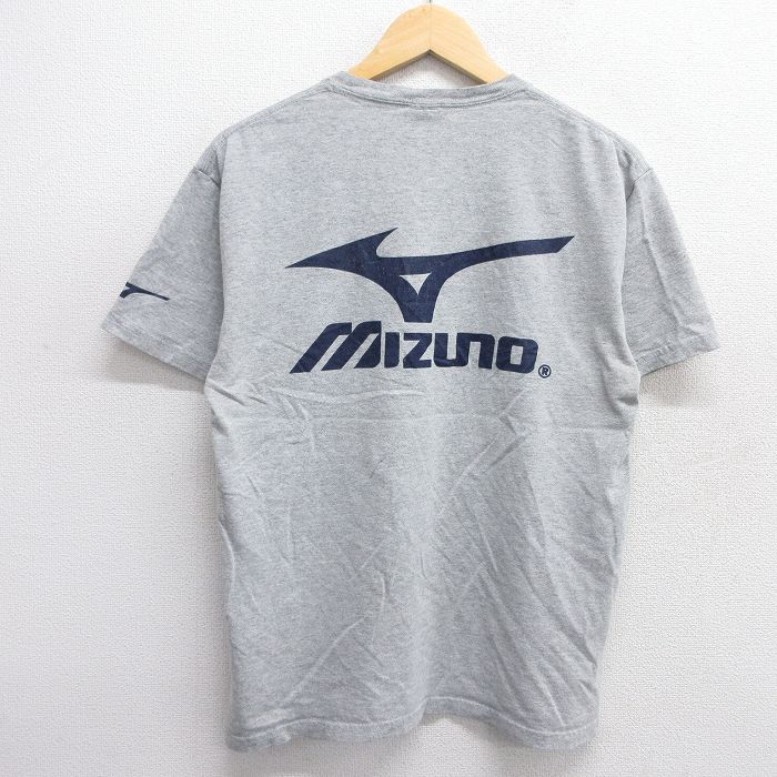 M★古着 半袖 ビンテージ Tシャツ メンズ 00年代 00s ミズノ ビッグロゴ クルーネック グレー 霜降り 25apr23 中古
