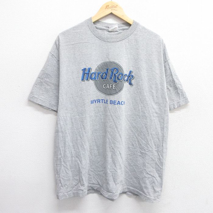 XL★古着 半袖 ビンテージ Tシャツ メンズ 00年代 00s ハードロックカフェ マートルビーチ クルーネック グレー 霜降り 25apr23 中古