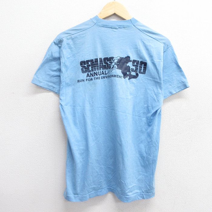 L★古着 スクリーンスターズ 半袖 ビンテージ Tシャツ メンズ 80年代 80s マラソン SEMASS クルーネック USA製 薄紺 ネイビー 25apr23 中古