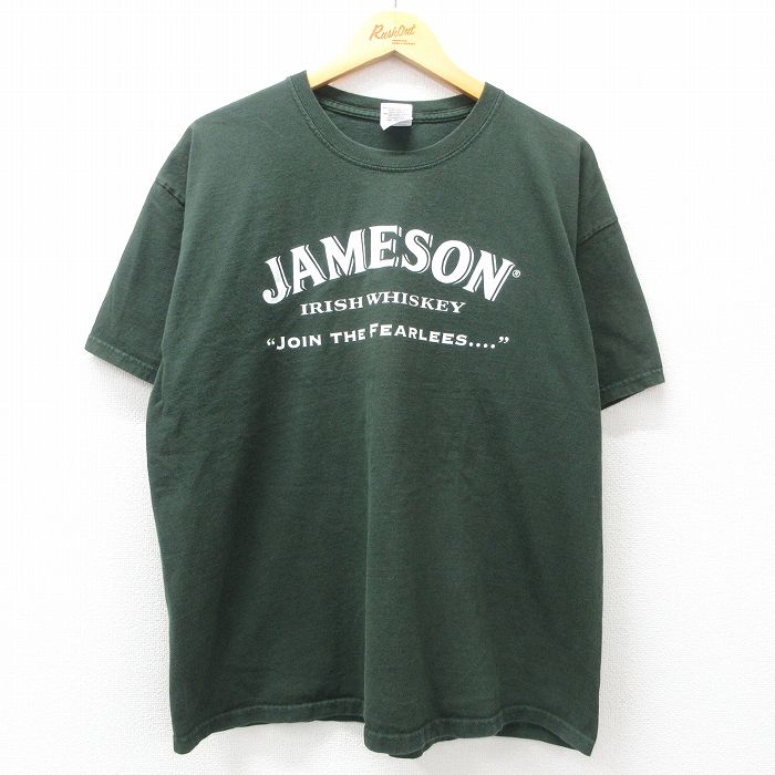 XL★古着 半袖 ビンテージ Tシャツ メンズ 00年代 00s ジェムソン 酒 大きいサイズ コットン クルーネック 緑 グリーン 25apr23 中古