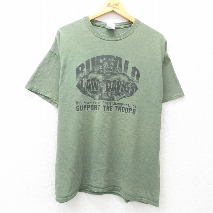 【50%OFF】XL★古着 半袖 ビンテージ Tシャツ メンズ 00年代 00s LAW DAWGS 大きいサイズ コットン クルーネック 緑 グリーン 25apr23 中古