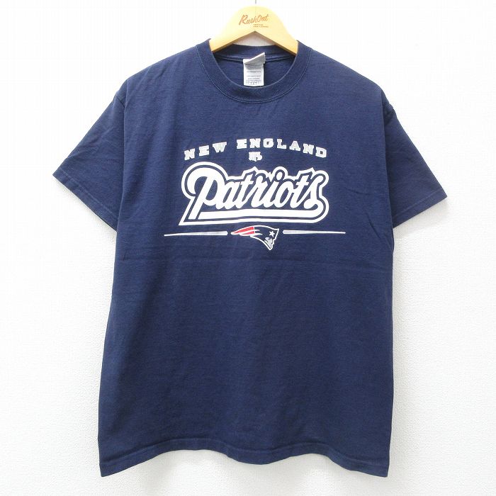 L★古着 半袖 ビンテージ Tシャツ メンズ 00年代 00s NFL ニューイングランドペイトリオッツ コットン クルーネック 紺 ネイビー アメフト スーパーボウル 25apr23 中古
