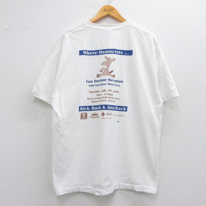 XL★古着 半袖 ビンテージ Tシャツ メンズ 00年代 00s ロバ 企業広告 コットン クルーネック USA製 白 ホワイト 25apr24 中古