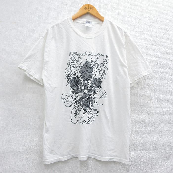L★古着 半袖 ビンテージ Tシャツ メンズ 00年代 00s ニューオーリンズ コットン クルーネック 白 ホワイト 25apr24 中古