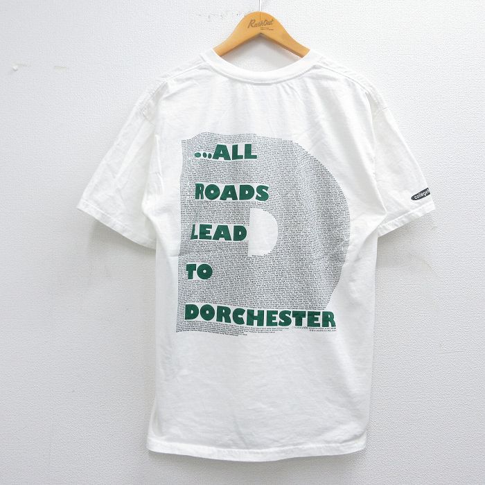 L★古着 半袖 ビンテージ Tシャツ メンズ 00年代 00s メッセージ ドーチェスター コットン クルーネック 白 ホワイト 25apr24 中古