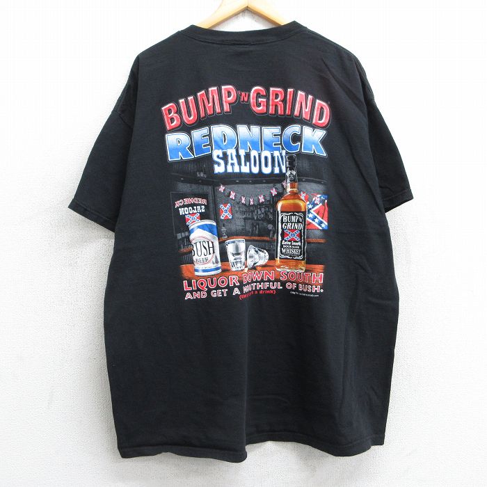 【50%OFF】XL★古着 半袖 ビンテージ Tシャツ メンズ 00年代 00s 酒 バンプアンドグラインド 大きいサイズ コットン クルーネック 黒 ブラック 25apr24 中古