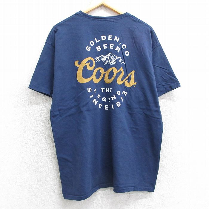 XL★古着 半袖 ビンテージ Tシャツ メンズ 00年代 00s クアーズ ビール コットン クルーネック 紺 ネイビー 25apr24 中古