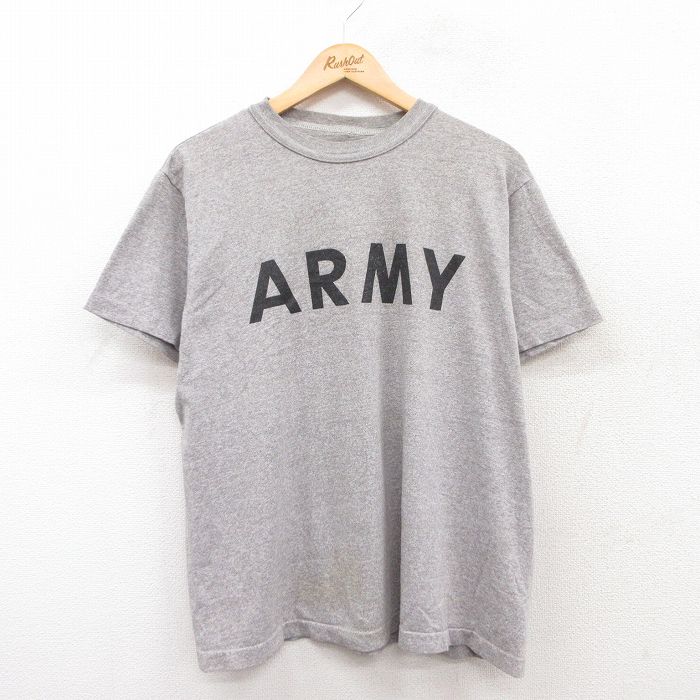 【50%OFF】XL★古着 半袖 ビンテージ Tシャツ メンズ 90年代 90s ミリタリー アーミー ARMY リフレクター クルーネック グレー 霜降り 25apr24 中古