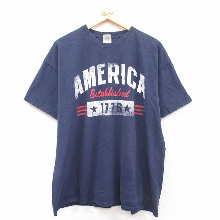 XL★古着 フルーツオブザルーム 半袖 ビンテージ Tシャツ メンズ 00年代 00s アメリカ 大きいサイズ コットン クルーネック 紺 ネイビー 25apr24 中古