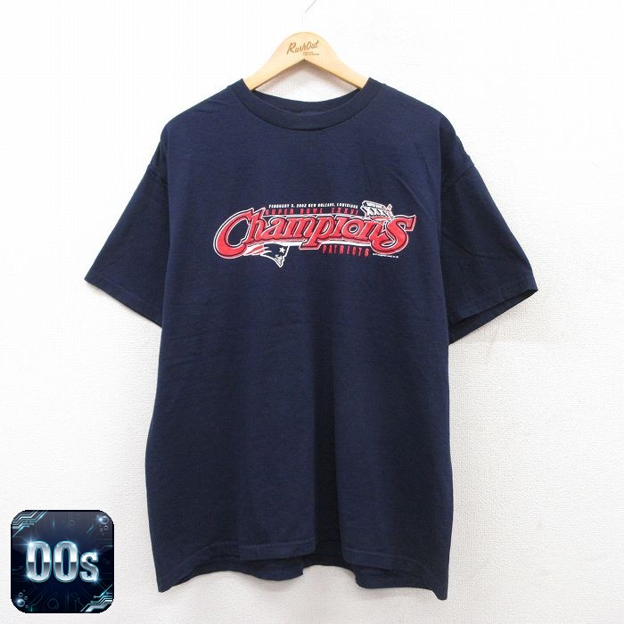 【50%OFF】00s 半袖Tシャツ ニューイングランドペイトリオッツ ネイビー XL | 古着