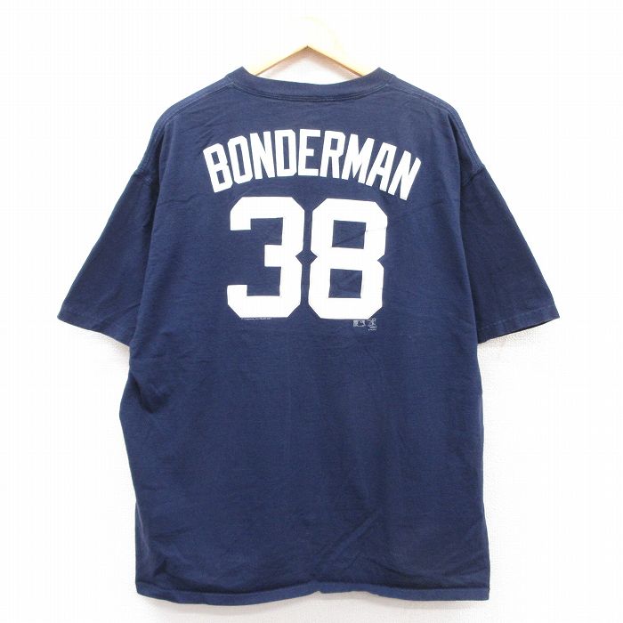XL★古着 リー Lee 半袖 ビンテージ Tシャツ メンズ 00年代 00s MLB デトロイトタイガース ジェレミーボンダーマン 38 大きいサイズ コットン クルーネック 紺 ネイビー メジャーリーグ ベースボール 野球 25apr24 中古