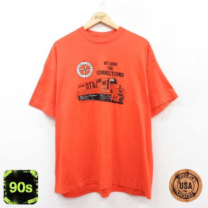 【50%OFF】90s 半袖Tシャツ 機関車 オレンジ XL | 古着