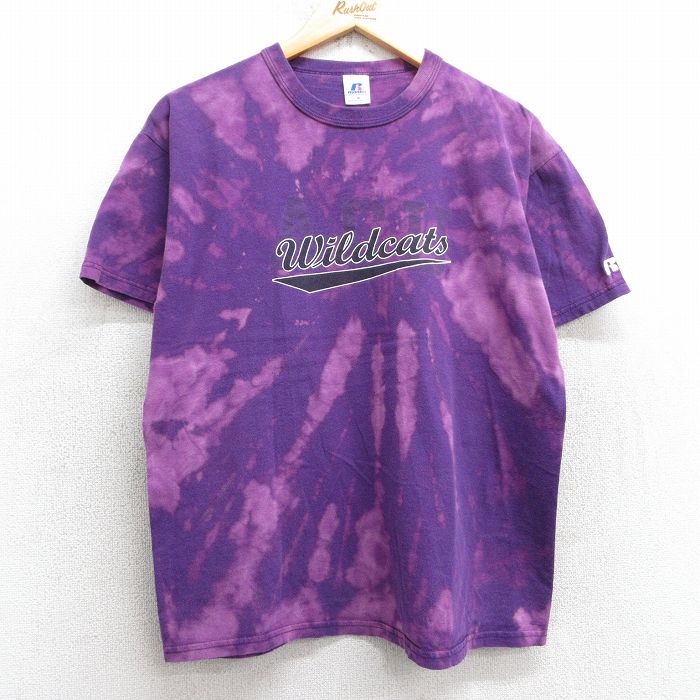 ラッセル 00s 半袖Tシャツ ワイルドキャッツ パープル L | 古着