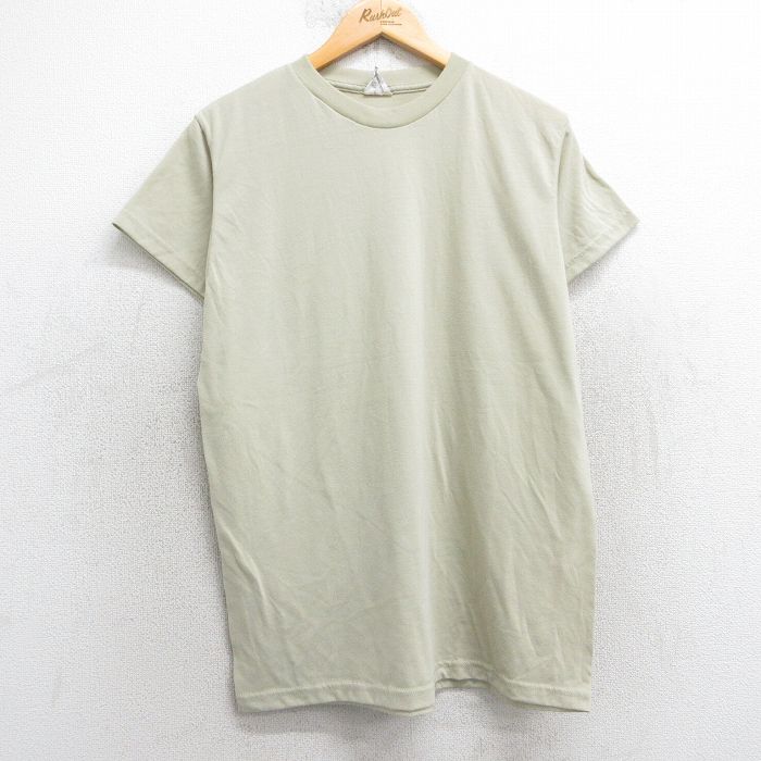 【50%OFF】M★古着 半袖 ビンテージ Tシャツ メンズ 00年代 00s ミリタリー 無地 クルーネック USA製 薄ベージュ カーキ 25apr24 中古