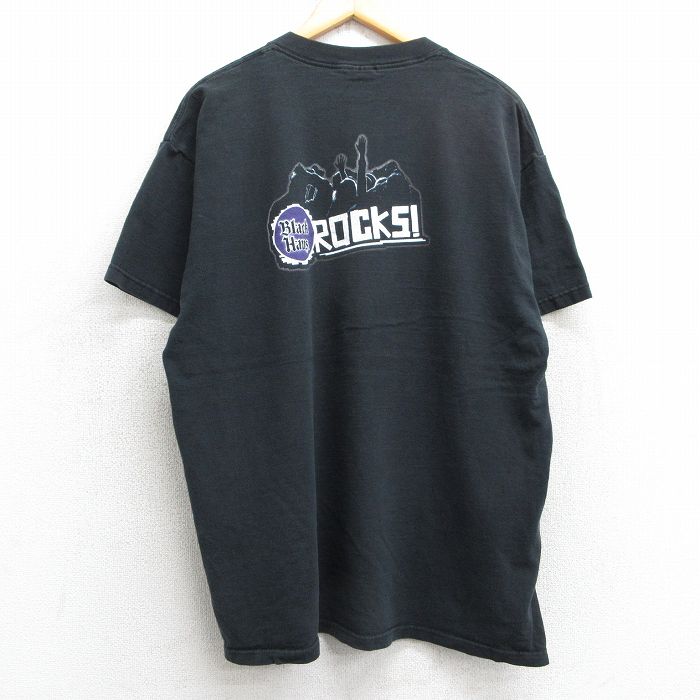 XL★古着 フルーツオブザルーム 半袖 ビンテージ Tシャツ メンズ 90年代 90s BlackHaus 酒 コットン クルーネック 黒 ブラック 25apr24 中古