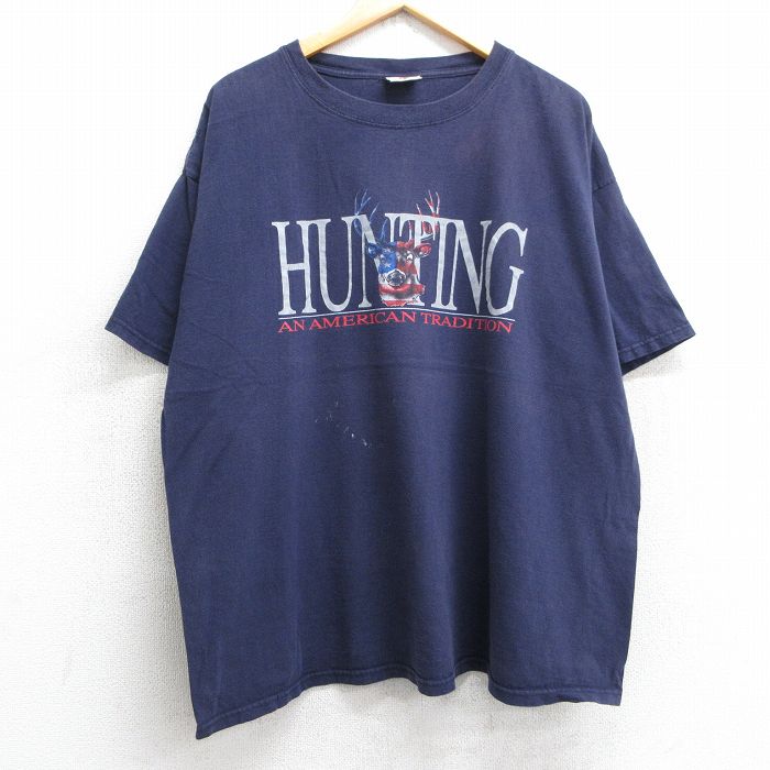 00s 半袖Tシャツ ハンティング ネイビー XL | 古着