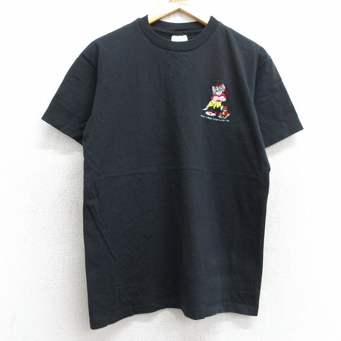M★古着 半袖 ビンテージ Tシャツ メンズ 90年代 90s トムとジェリー コットン クルーネック USA製 黒 ブラック 25apr24 中古