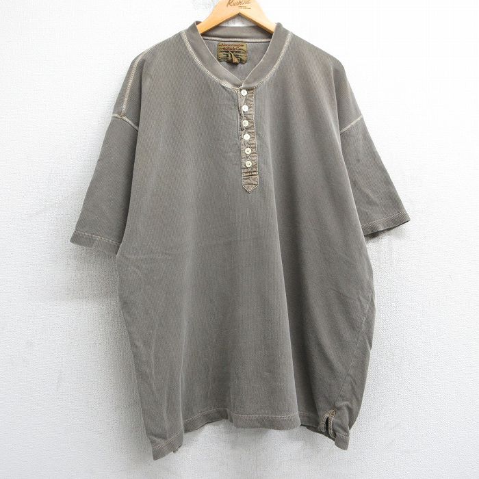 XL★古着 アバクロンビー Abercrombie&fitch 半袖 ビンテージ Tシャツ メンズ 90年代 90s 無地 大きいサイズ コットン ヘンリーネック 茶 ブラウン 25apr24 中古